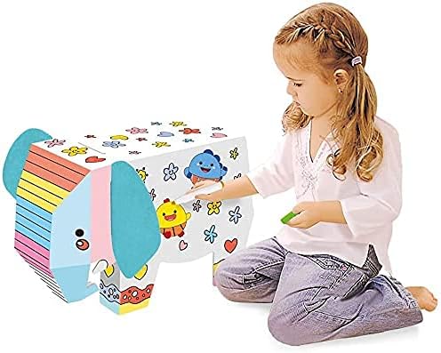 Shadzi Painting 3D Puzzle Elephant, 3D Cardboard Animal Playhouse, Coloring DIY Paper, Drawing Paper House, Art & Craft Painting Canvas Doodle Cardboard for Kids Boys Girls 3 and up