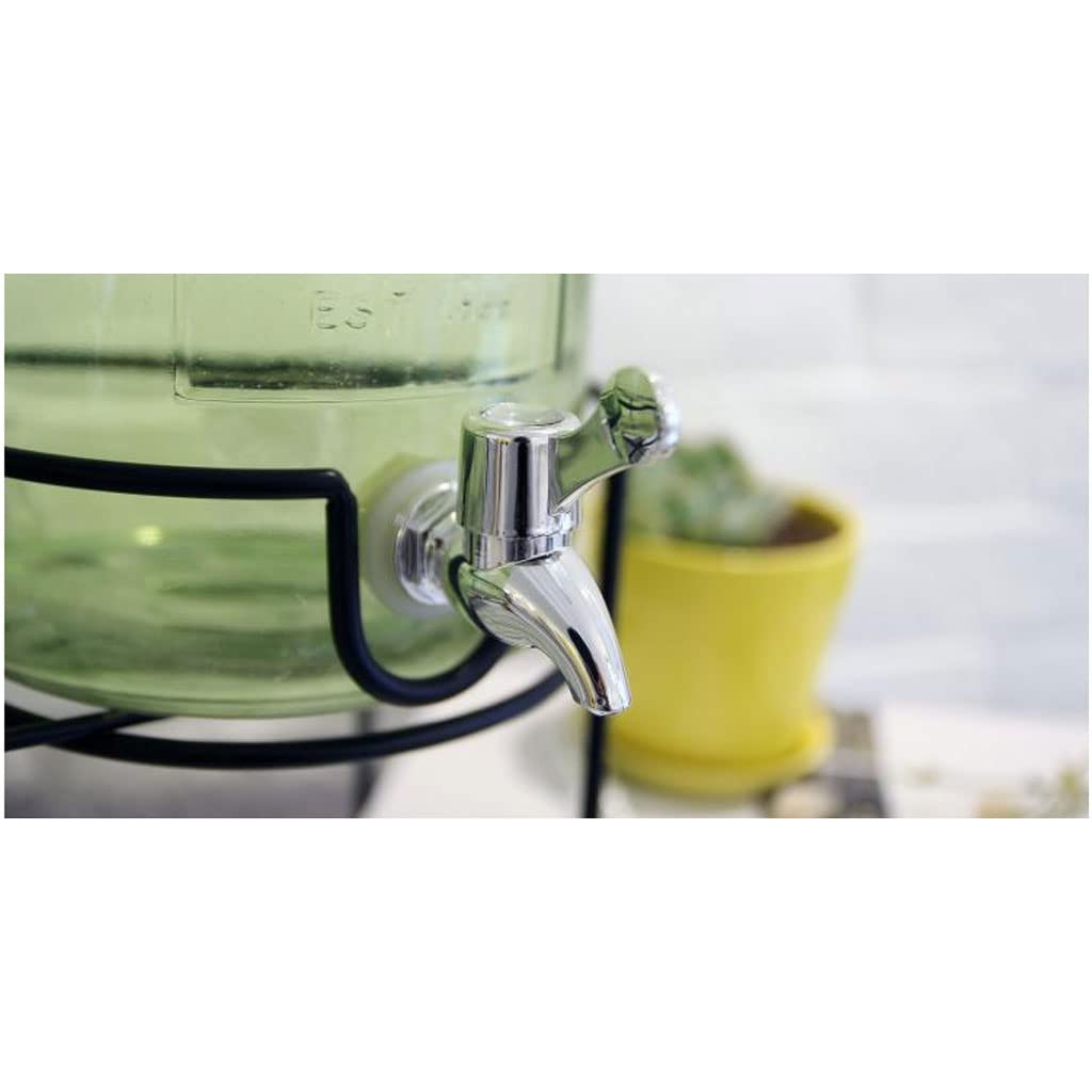 Distributeur d'eau, distributeur boissons Double distributeur boissons 3 L Distributeur boissons froides verre et support métal Pot Mason à large ouverture pour thé du soleil Thé glacé pour faire d