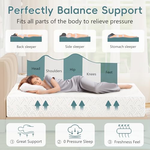 Image of Queen Size 12 Inch Memory Foam Mattress, Colchon Queen Mattress in a Box