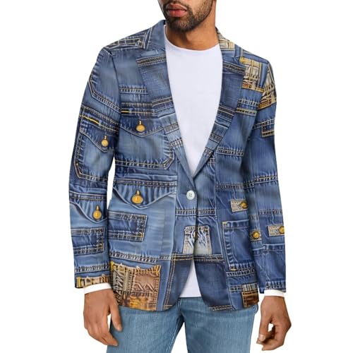 Blazer for Men Regular Fit Suit Jacket Coat Sport Coats One Button Notch Lapel Dress Jacket with Pockets