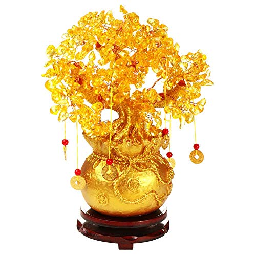 Jessie Feng Shui Money Tree Lucky Bonsai Tree With Wealth Coins Natural Crystal Artificial Trees For Tabletop Home Office Store Decor (Large: 30Cm) #TOP1