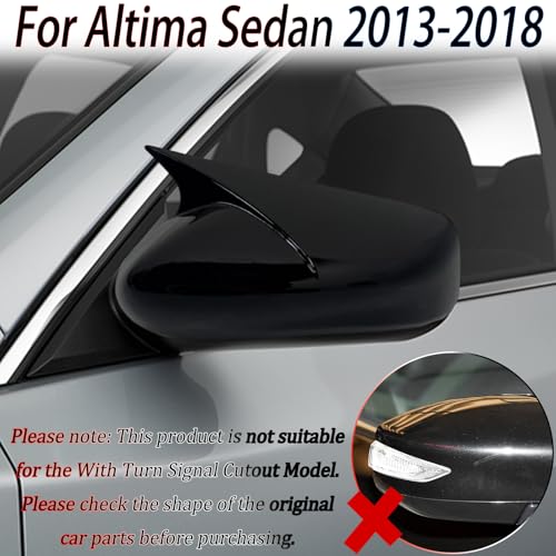 Image of Side Mirror Cover,for Nissan Altima 2013-2018, Bright Black Side Rear Mirror Covers Body Kit Accessories for Cars（Without Turn Signal Cutout）