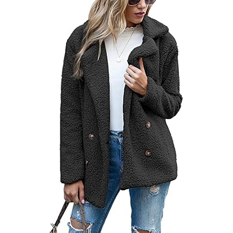 Women's Sherpa Jacket Fleece Button Up Jacket Teddy Bear Coat Cover