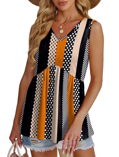 Image of OFEEFAN Womens Tank Tops 2025 Flowy Peplum Tops for Women Dressy Sleeveless V Neck Babydoll Tank Tops