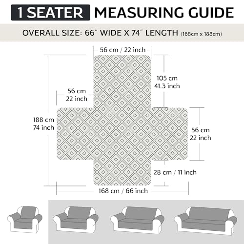 Moonlight Bedding Reversible Chair Covers Water Resistant Sofa Cover for Living Room 1 Seater Sofa Slipcover Thick Quilted Sofa Protectors from Pets KIds with Elastic Strap (Chair - Image 4