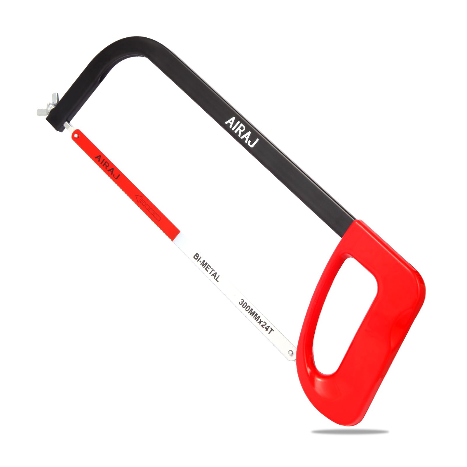 AIRAJ 12 In High-Tension Hacksaw with 24 TPI Bi-Metal Blade,Hand Saw Suitable for Metal, Wood, PVC 24 TPI Bi-metal Blade Hacksaw