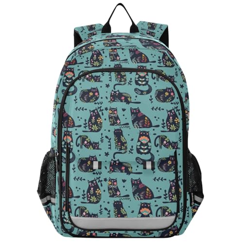 Sac à dos ordinateur portable enfants à motif chats colorés pour collège et lycée