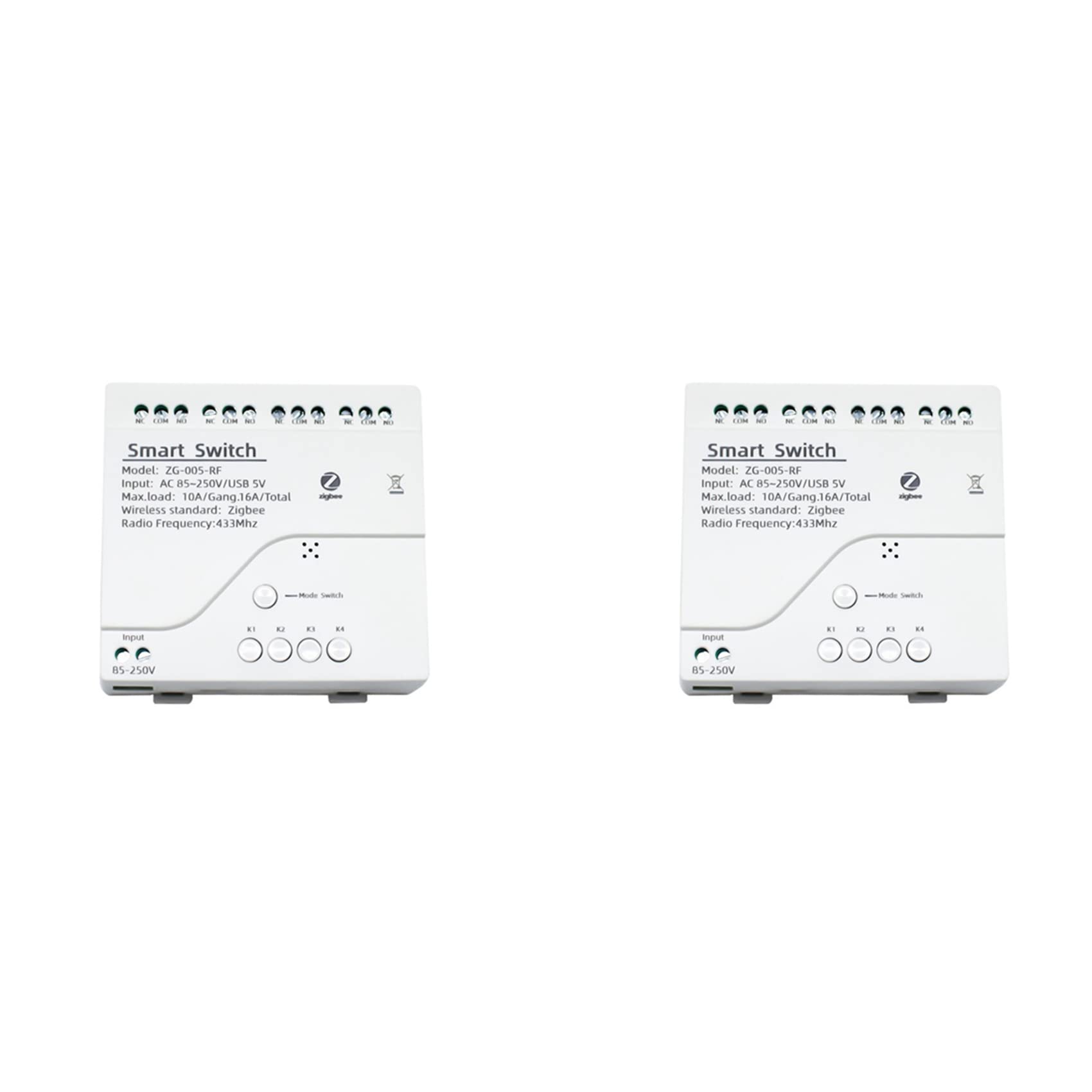4X 4CH Zigbee Smart Light Switch AC 85-250V RF433 Empfangen 10A Relais Arbeiten mit Assistant, Tuya Smart Life