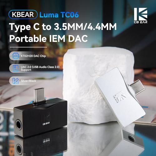 2026 Latest KBEAR TC06 USB C DAC with Headphone Amplifier, Portable Mini DAC Amp with 3.5mm 4.4mm Output, HIFI Hi-Res USB C to 3.5mm Audio Adapter for KZ ZS10 PRO IEM,Work with PC/Laptop/Phone (Black) by YINYOO - Image 2