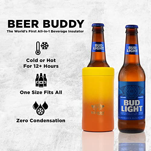 Grill Rescue​ Insulated Can Holder – Vacuum-Sealed Stainless Steel – Beer Bottle Insulator For Cold Beverages – Thermos Beer Cooler ​Suited For Any Size​ Drink - One Size Fits All (Ombre Campfire) #TOP3