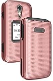 Nakedcellphone Case for Jitterbug Flip2, [Rose Gold Pink] Protective Snap-On Hard Shell Cover [Grid Texture] for Jitterbug Flip 2 Phone (aka Lively Flip) (4053SJ7)