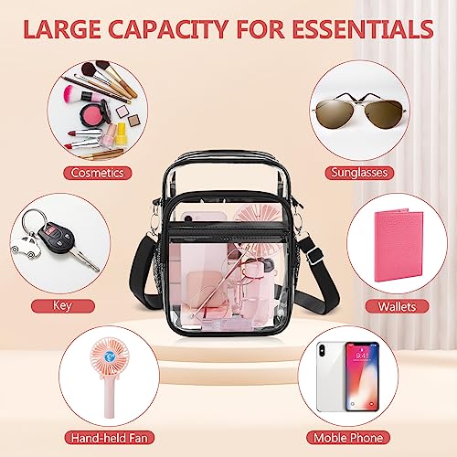 Blvornl Clear Crossbody Bag With Adjustable Shoulder Strap, Stadium Approved Pvc Clear Purse Bag With Front And Side Pocket, Clear Messenger Bag For Women And Men For Concerts Sports Events Festivals #TOP5