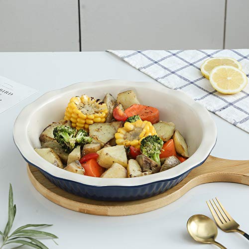 Koov Ceramic Pie Dish, 9 Inches Pie Pan, Pie Plate For Dessert Kitchen, Round Baking Dish Pan For Dinner (Aegean) #TOP1