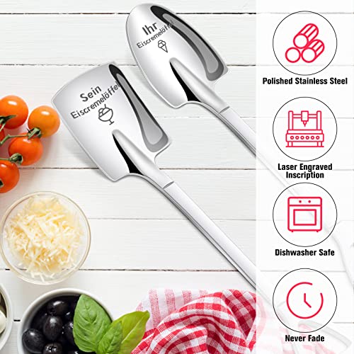 Jahrestag Geschenk für Ihn Sie, Tulolvae 2 Stück Eislöffel mit Gravur - Sein und Ihr Eiscremelöffel - Valentinstag Geburtstag Weihnachten Hochzeitstag Geschenk für Ihn Sie Paare Partner