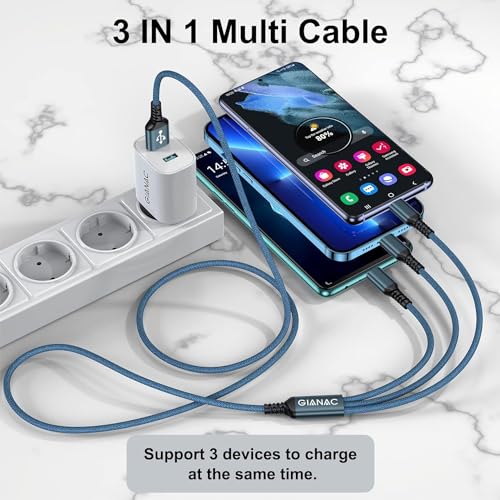 GIANAC Multi USB Kabel [3Stück 1.2M] ladekabel 3 in 1 schnellladekabel – Ansicht 6