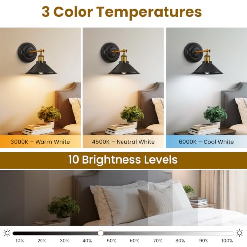 Image of Lightess Black Rechargeable Battery Operated Wall Sconces Set of 2