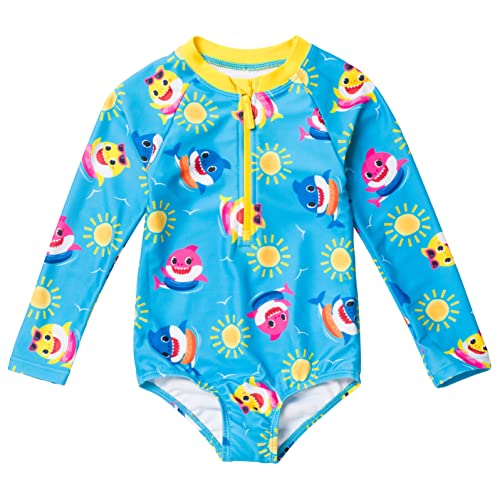 Pinkfong Mommy Shark Baby Shark Toddler Girls Zip Up One Piece Bathing Suit Blue 3T