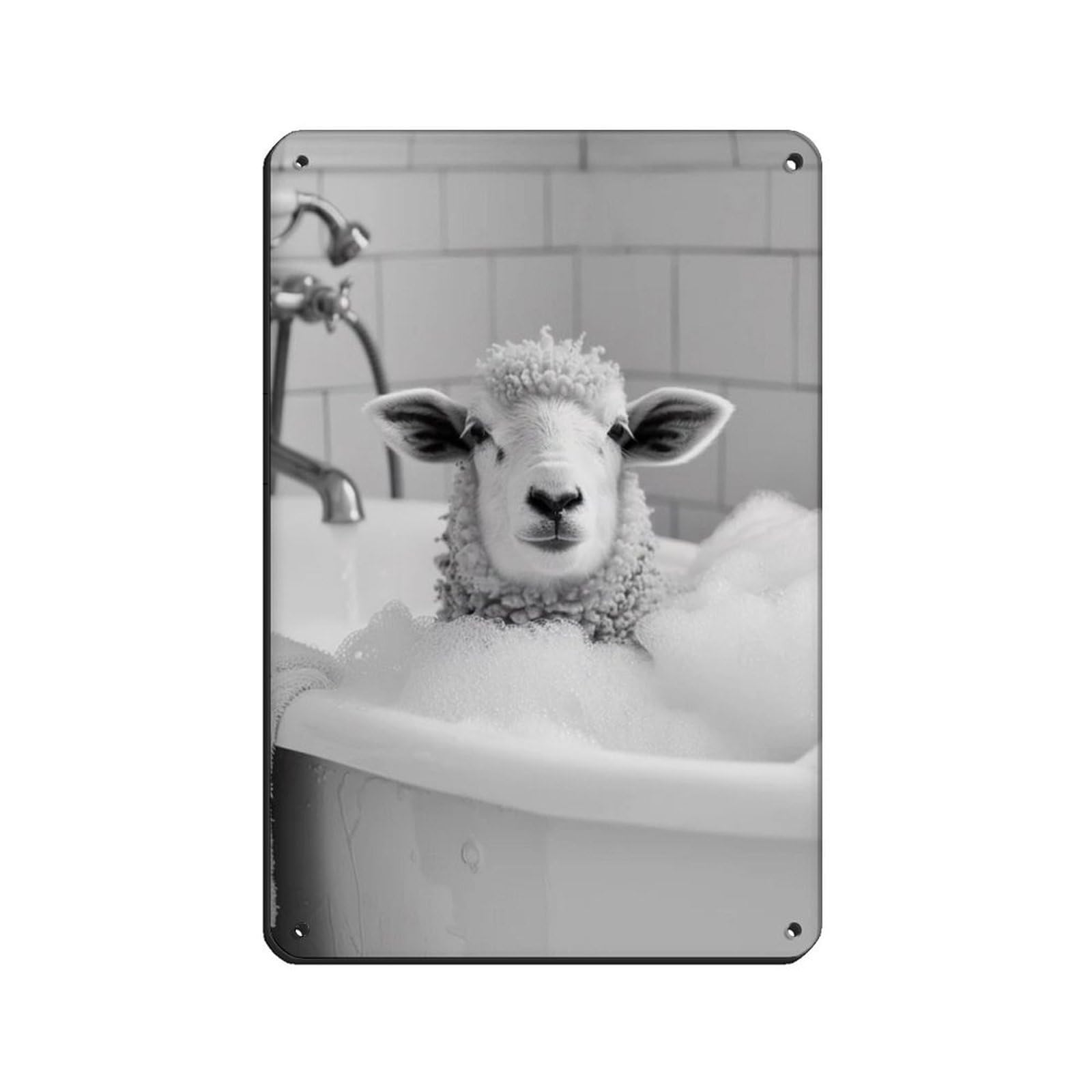 Sheep in The Bathtub, Funny Animal Poster (2) Tin Sign Vintage Metal Pub Club Cafe Bar Home Wall Art Decoration Poster Retro 8x12inch(20x30cm)