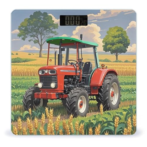 Báscula digital temática Tractor para peso corporal con pantalla LED miniatura 1