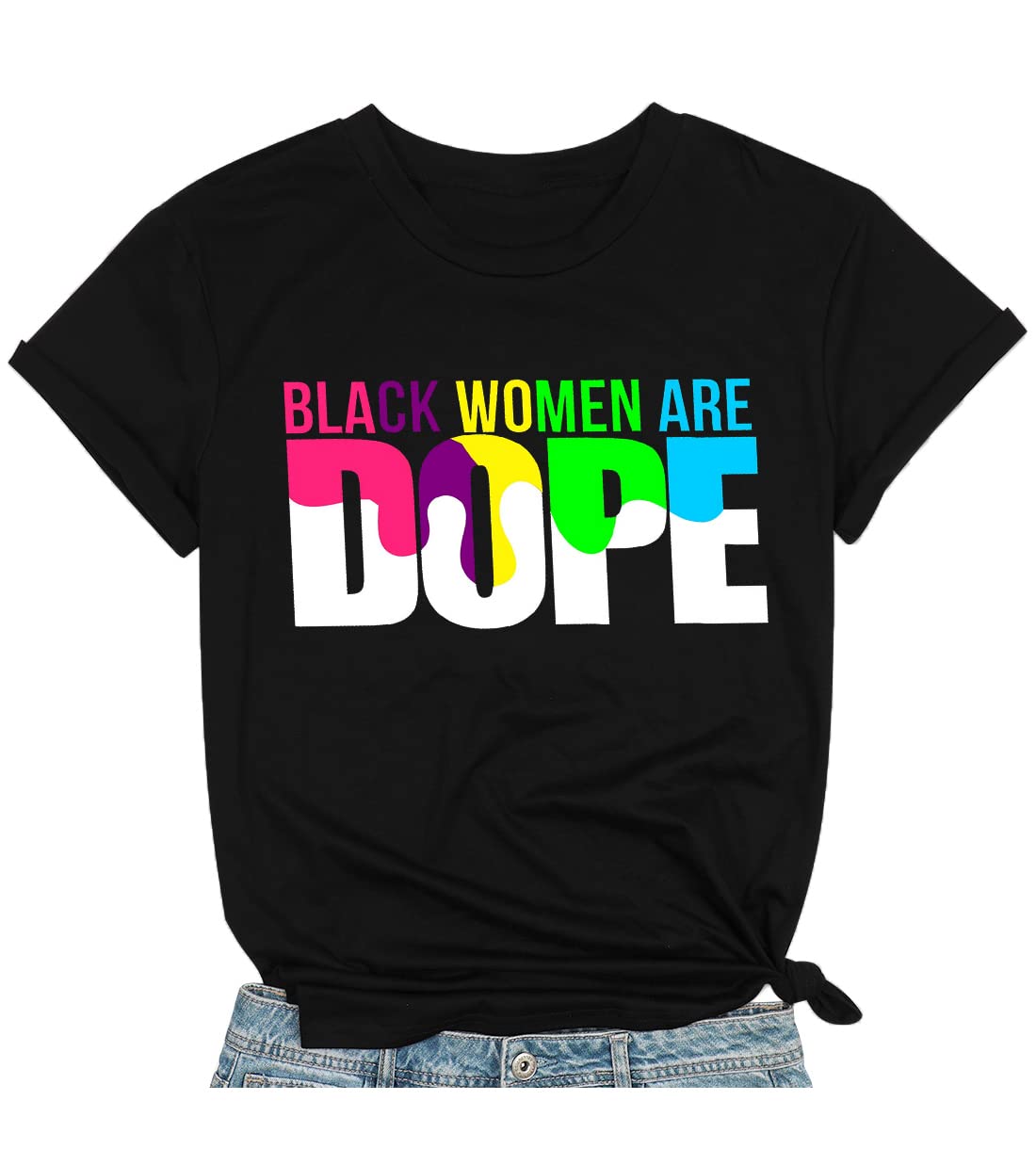 Black Women are Dope Shirt Afro Woman Funny Letter Print Black Girl Tshirt Afro Queen Tees Summer Short Sleeve Tops