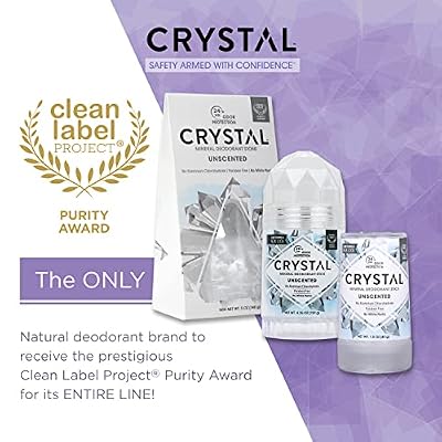 CRYSTALTM Travel Stick Mineral Deodorant - Unscented Body Deodorant With 24-Hour Odor Protection, Non-Staining & Non-Sticky, Aluminum Chloride & Paraben Free, 1.5 FL OZ (Pack of 2)