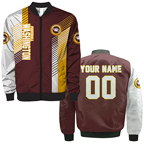 M Custom Men Football Lightweight Varsity Jacket Coat Personalized Name Number Windproof Coat