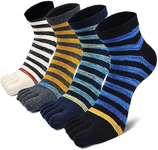 Mens Toe Socks Running Five Finger Socks Mini Crew Sport Cotton Socks, 3/4/5 Pairs