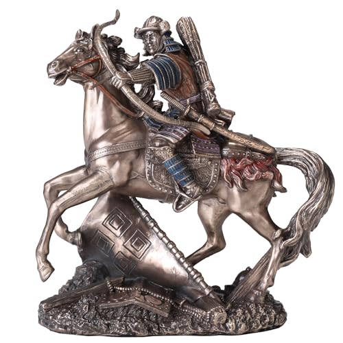 Veronese Design 6 1/8 Inch Japanese Samurai Mounted Archery Warfare Cold Cast Resin Bronze Finish Statue