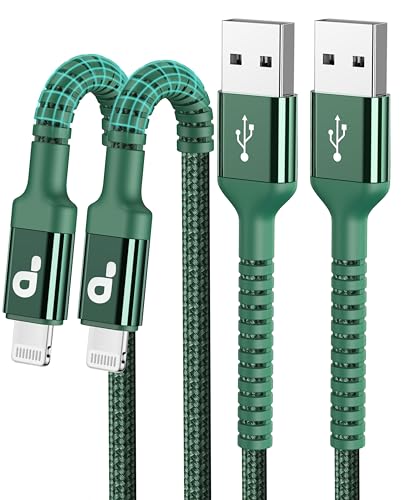 iPhone 充電ケーブル 2M 2本セットライトニングケーブル 急速充電 高耐久 データ転送 断線防止あいふぉんじゅうでんコード iPhone 14 13 12 11 Pro Max XS XR X 8 7 6 5 Plus iPad iPod各種対応 緑の商品画像（Amazon）