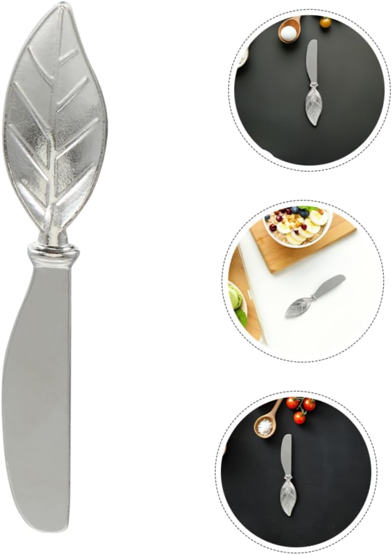 ABOOFAN Leaf Shaped Butter Knife Set, 4pcs Zinc Alloy Cheese Spreader