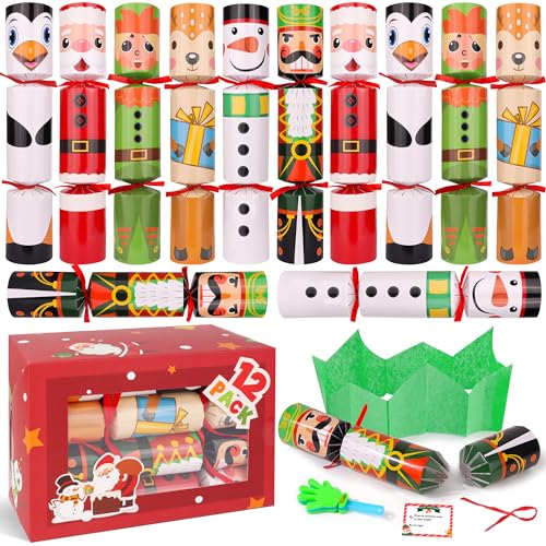 Huyamap 12 Pack Christmas Party Favor Christmas Table Favor with Party Hats Joke Little Gifts Inside for Kids Adults