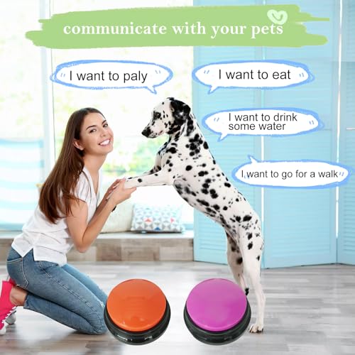 Gelabur Set von 2 Hunde-Tasten für die Kommunikation, Sprachaufzeichnbare Tasten, Hunde Training sprechen Tasten Starter Set, Haustier einfach sprechen Tasten Werkzeuge