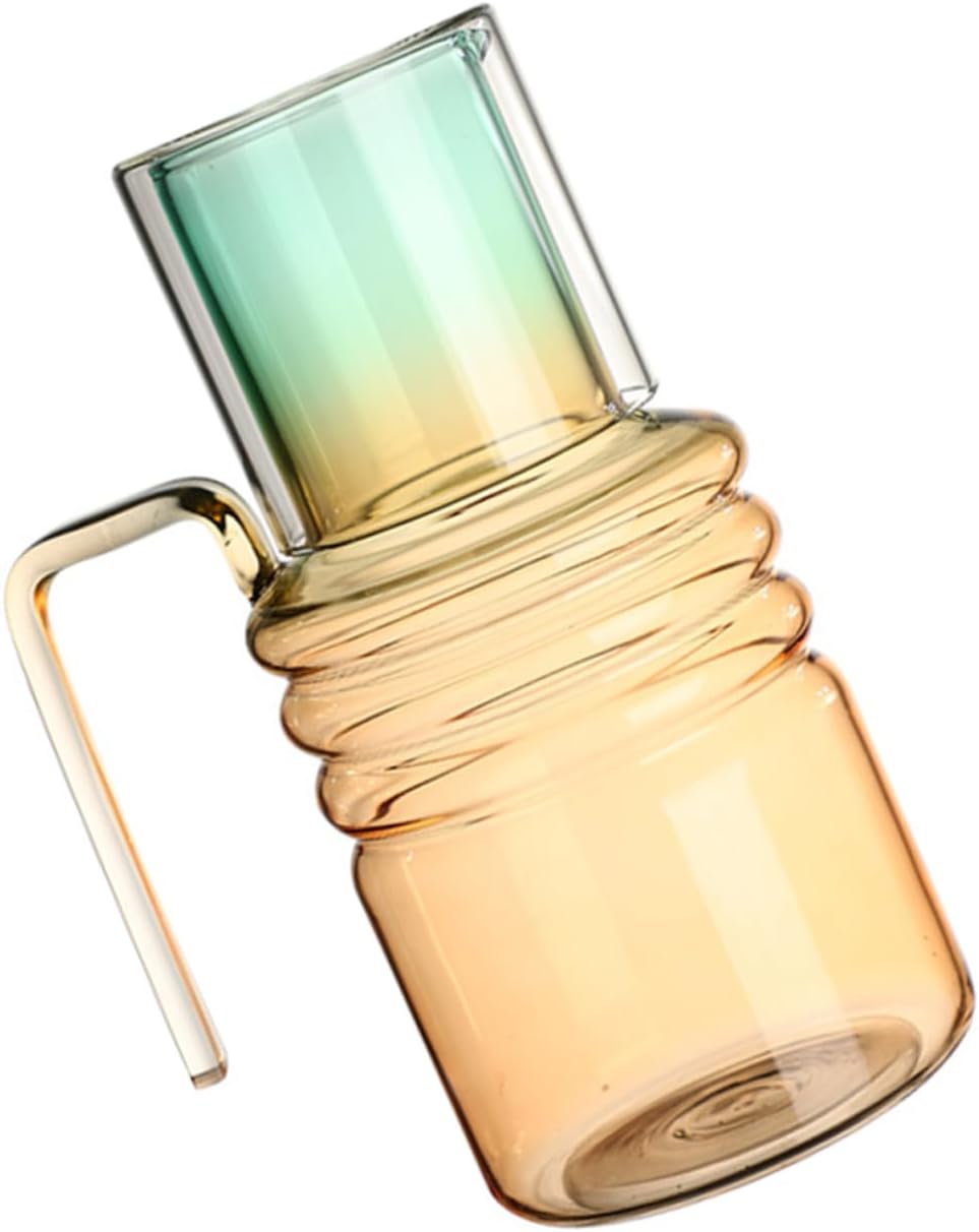 1set Gradient Glass Water Pitcher Multi-purpose Carafe for Juice Iced Tea and Cold Beverages - Leak Design Dual Function Lid As Drinking Cup