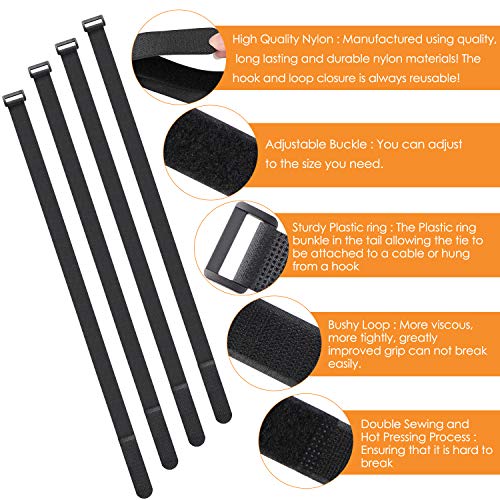 LACE INN 4-Pack Adjustable Bike Straps for Rack Wheel Stabilizer, Reusable Bicycle Velcro Tie Down Stretch Straps Replacement, 1 Inch Wide Velcro Straps to Keep The Bicycle Wheel from Spinning