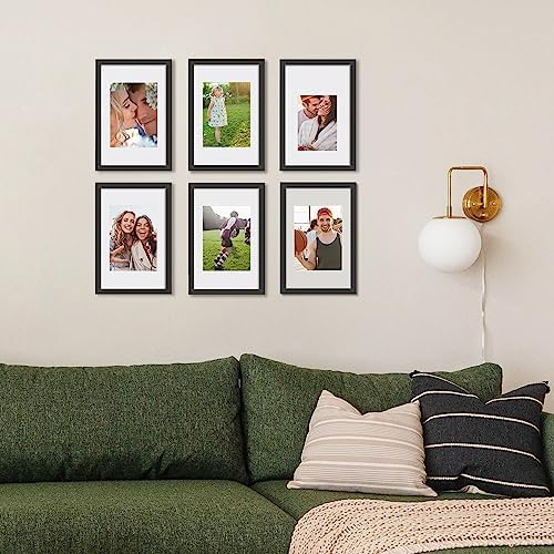 upsimples 8x12 Picture Frame Set of 5, Display Pictures 6x8 with Mat or 8x12 Without Mat, Wall Gallery Photo Frames, Black - 1