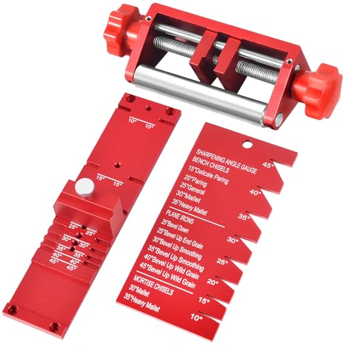 ISQTLMF Precision Chisel Sharpening Jig & Guide with Angle Fixture & Gauge (10-45) Sharpener for Wood Chisels and Plane Blades up to 2.8 Width
