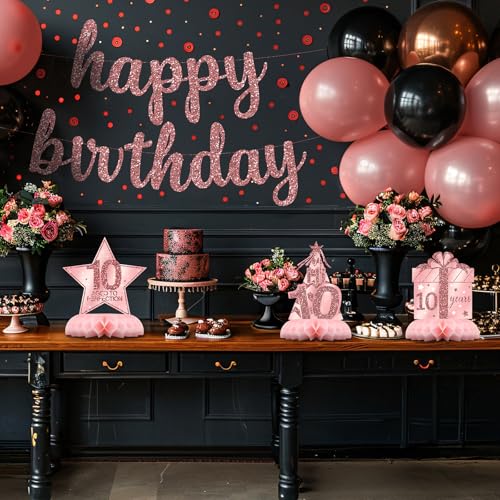 10th Birthday Decorations for Girls – 12PCS Rose Gold Honeycomb Table Centerpieces – Pink Rose Gold Party Supplies for 10 Year Old Girl Celebration by Celee - Used condition - Image 9