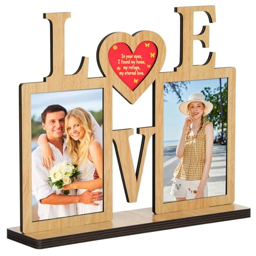 ZEEYUAN Love Cadre photo collage pour photos de 10 x 15 cm - Cadre de table - 10 x 15 cm - Cadeau pour mariage