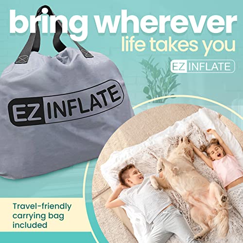 Ez Inflate Air Mattress With Built In Pump - Queen Size Double-High Inflatable Mattress With Flocked Top - Easy Inflate, Water #TOP6