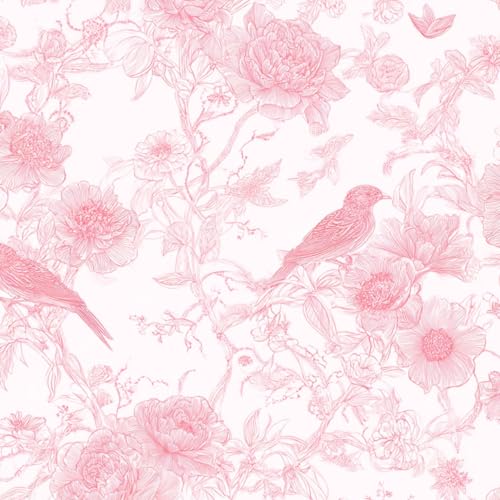 Kanworse Peel and Stick Wallpaper Self Adhesive Tender Floral Pink