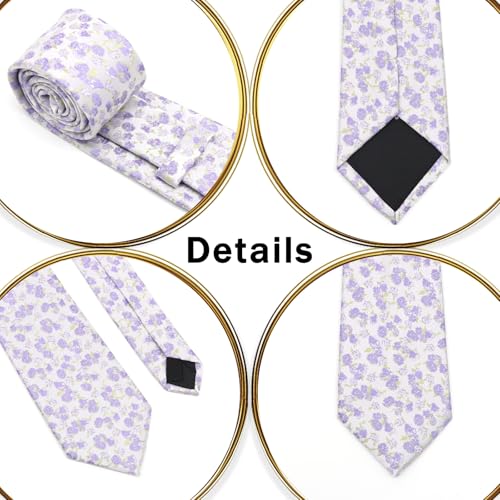 Image of Floral Ties for Men Satin Mens Tie Flower Printed Neck Tie Wedding Party Business