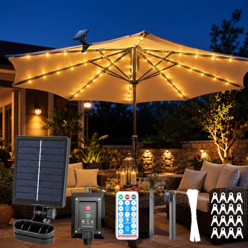 Lampes pour Parasol, SGZIOO Eclairage Parasol avec Télécommande & 8 Modes, 104 LED Lampe Parasol Solaire Exterieur, Lumiere pour Extérieure Jardin Tentes