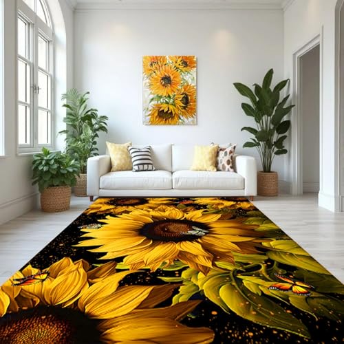 Tapete decorativo floral 4x6 pies con respaldo antideslizante miniatura 2