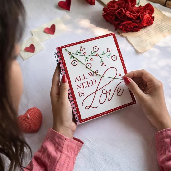 Image of KNOT YOUR TYPE The Book of Love DIY Embroidery Kit for Beginners | Hand Embroidery Starter Kit with Complete Stitching Tools | Handmade Creative Art & Craft Valentine Day Gift Set for Adults