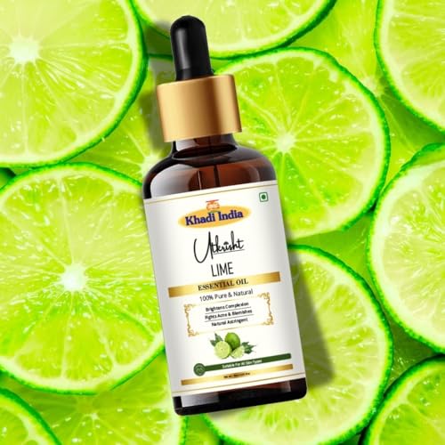 Image of Khadi Lime Essential Oil 15 ml | Pure & Natural | Lemongrass Aroma for Home Cleaning | Anti Aging Properties | Oil for Face & Hair | All Skin Types | Aromatherapy for Men & Women