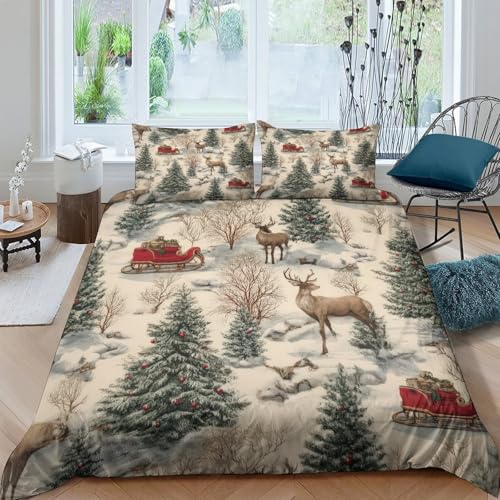 Housse de couette Noël 140x200 microfibre forêt - 2