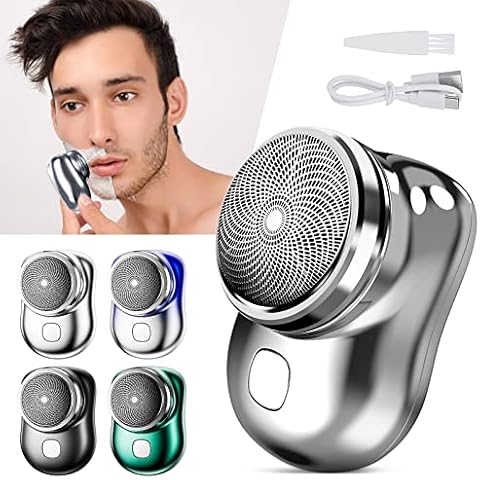 Mini-Shave Portable Electric Shaver, Honeueuen Electric Razor for Men, Pocket Size Portable Shaver, USB Rechargeable Shaver,Easy One-Button Use Suitable for Home Car Travel (Sliver) Cover