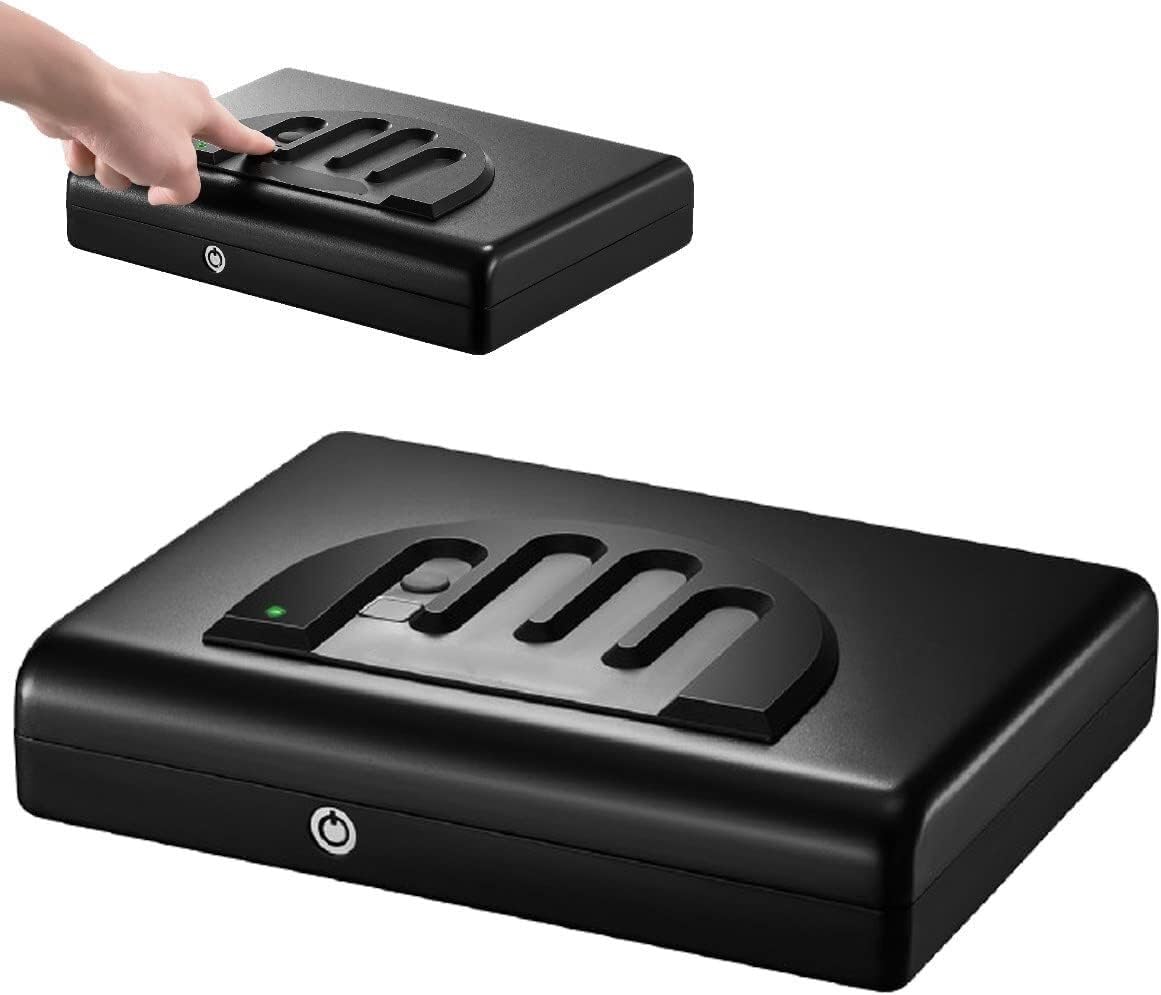 FlexiSpaceUS Safe with Biometric Fingerprint Keypad Lock and Key Smart Pistol Safe for Money/Pistol/Cash/Jewellery Lock Home Safe