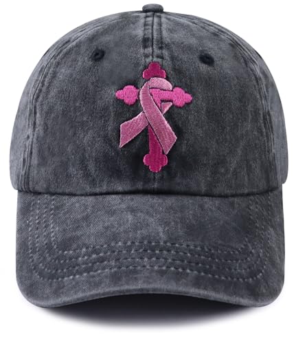 MANMESH HATT Breast Cancer Accessories for Women Pink Ribbon Hat Christian Decor Cross Baseball Cap Christian Mothers Day Birthday Gifts for Mom Sis Mama Gigi Black