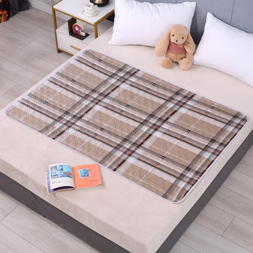 Morbuy Empapadores Cama Lavables Reutilizables para Adultos y Niños Empapadores Cama Impermeable Absorbentes Ideal como salvacamas para Incontinencia, Mayores (115*200cm,Cuadros Caqui)